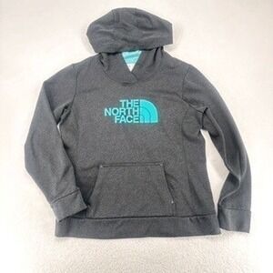 The North Face Womens Gray Logo Hoodie Pullover Sweatshirt Size L